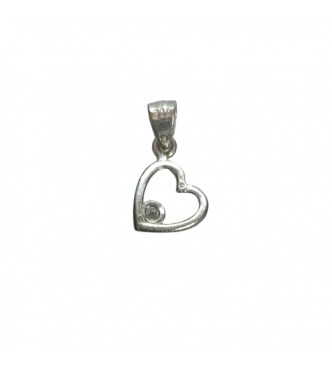 PE001619 Handmade Sterling Silver Pendant Charm Heart With Cubic Zirconia Hallmarked 925